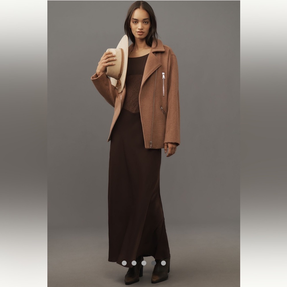 Anthropologie NWT Maeve Longline Moto Wool-Blend Jacket size L. - Picture 12 of 17